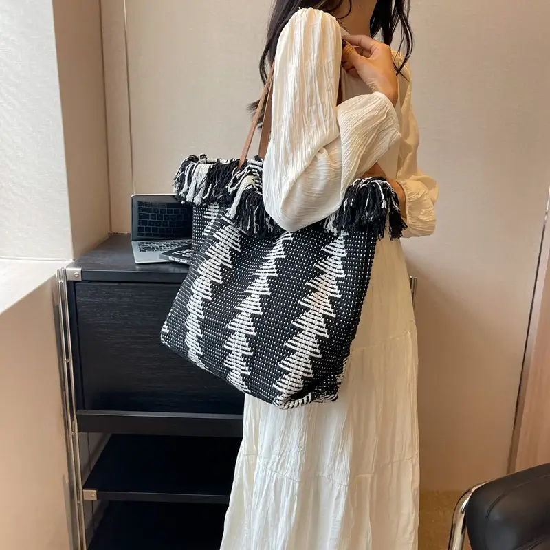 Women's 2023 Braided Wool Shoulder Bag Large Capacity - Image 6