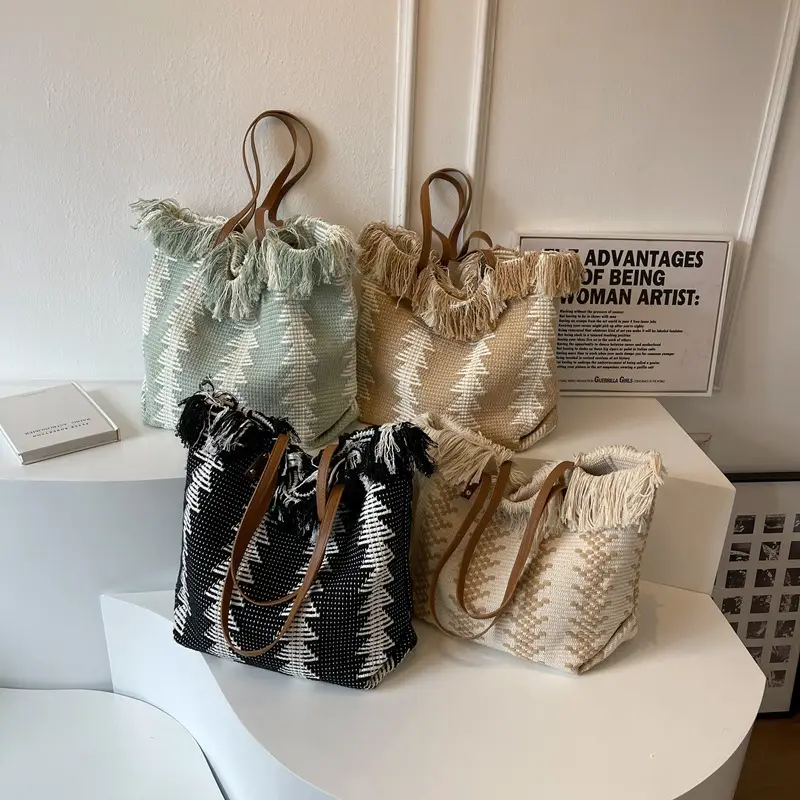 Women's 2023 Braided Wool Shoulder Bag Large Capacity - Image 8