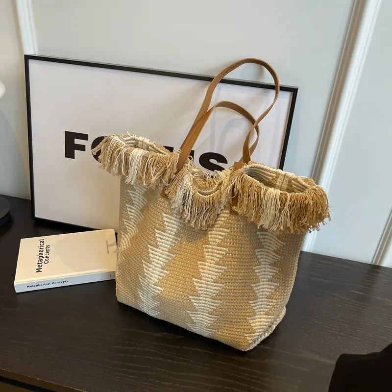 Women's 2023 Braided Wool Shoulder Bag Large Capacity - Image 3