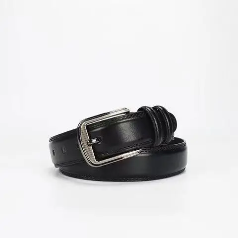 Men's Genuine Leather Belt with Pin Buckle Brown - Image 4