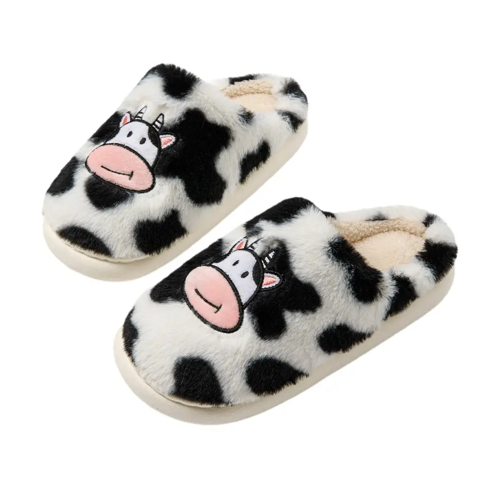 Cute cartoon cow cotton slippers cross-border student Korean indoor non-slip warm Mao Mao shoes cross-border spot