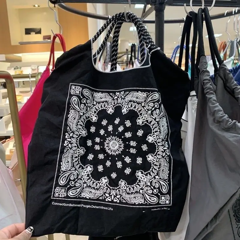 Japanese Style Embroidered Shoulder Bag with Blue Floral Design — feature 6