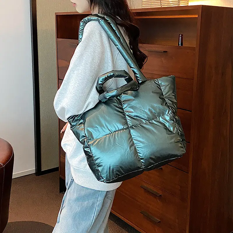 Women's Large Capacity Puffer Shoulder Bag Teal - Image 8