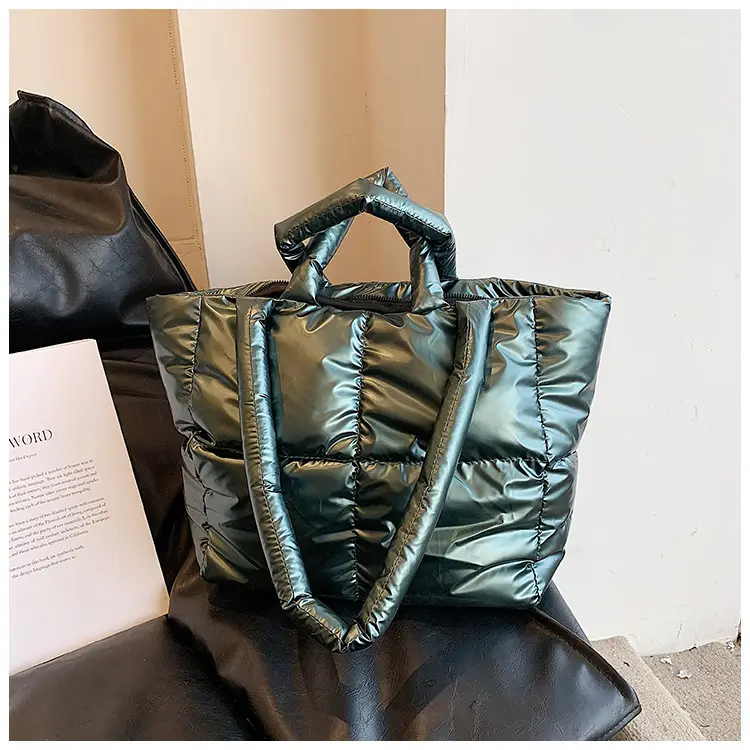 Women's Large Capacity Puffer Shoulder Bag Teal — feature 20