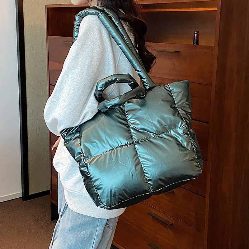 Women's Large Capacity Puffer Shoulder Bag Teal - Image 5
