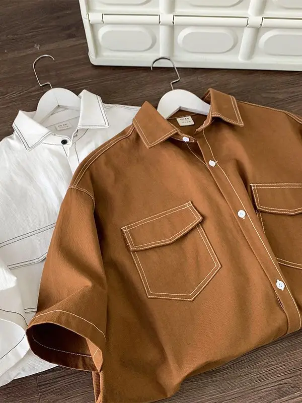 Men Black Japanese Style Short Sleeve Shirt 2023 - Image 6