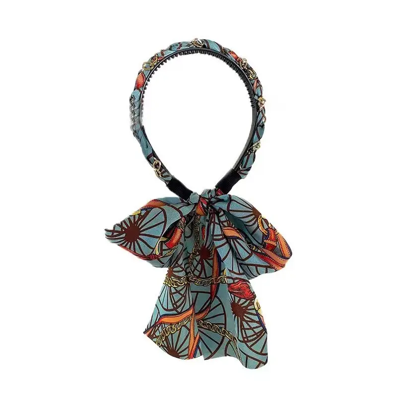 Women's Silk Scarf Headband with Printed Design - Image 8