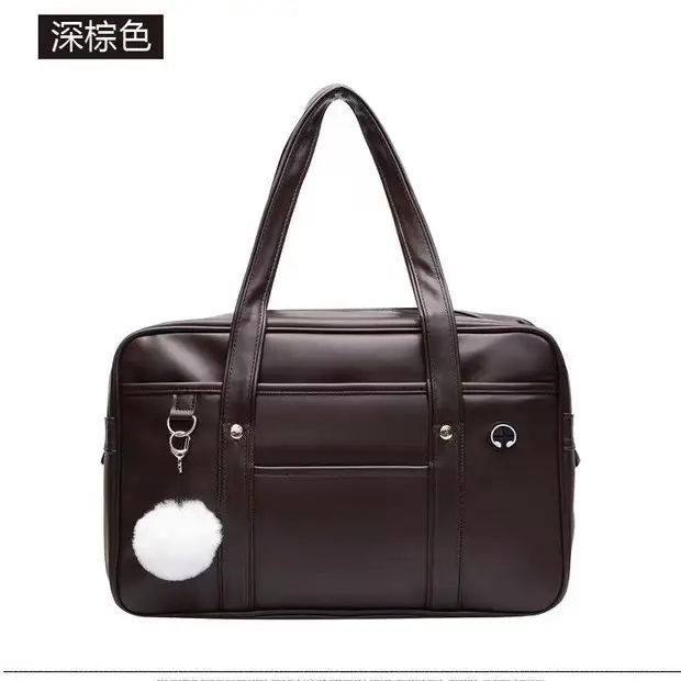 Brown PU Leather Travel Bag for Students - Image 9
