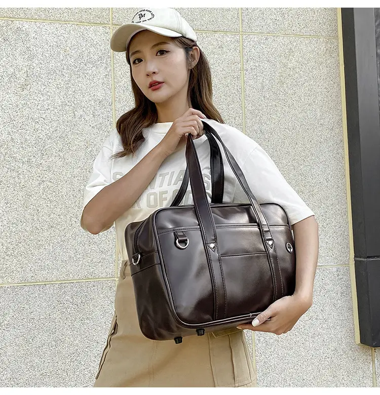 Brown PU Leather Travel Bag for Students — feature 10