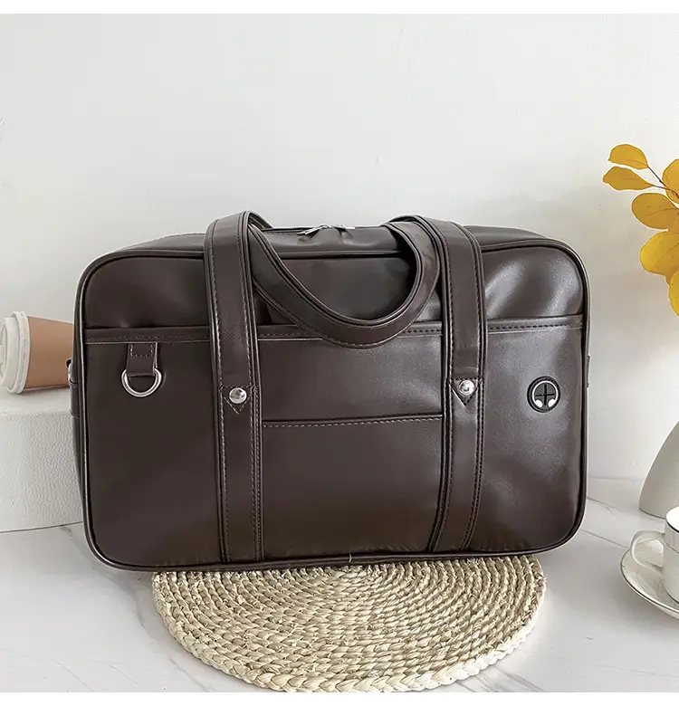 Brown PU Leather Travel Bag for Students — feature 22