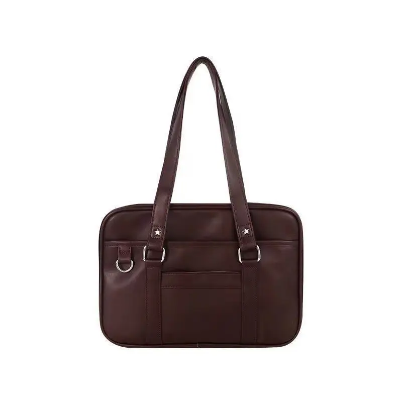 Brown PU Leather Travel Bag for Students - Image 3