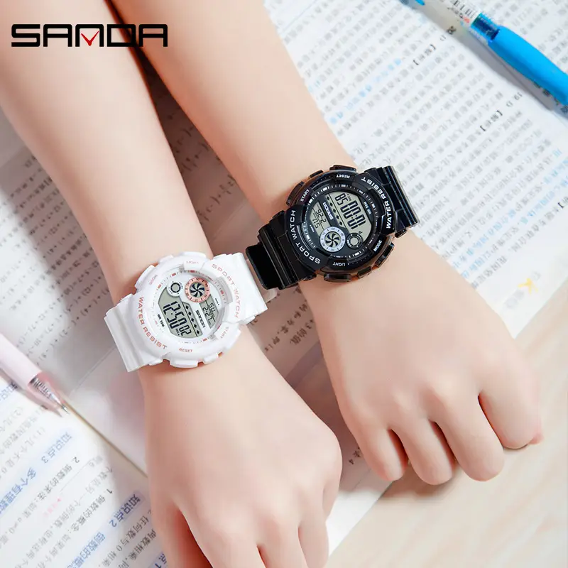 Sanda Black Digital Analog Watch for Kids & Students