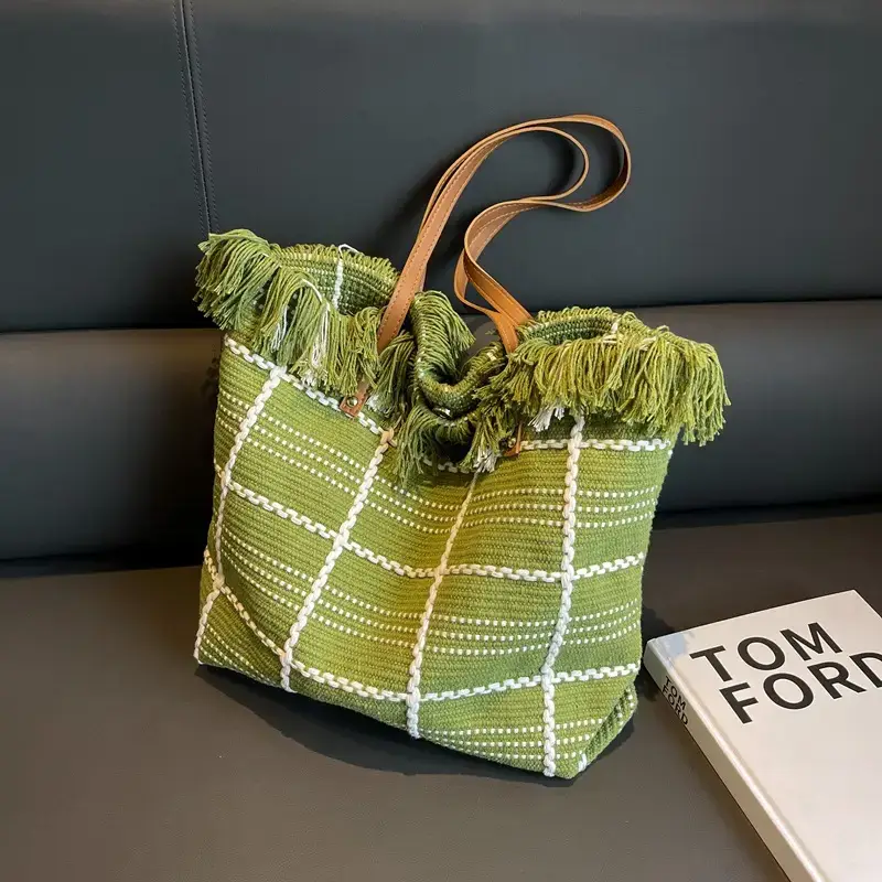 Green Knitted Shoulder Bag for Women 2023 Summer - Image 7