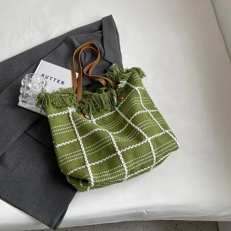 Green Knitted Shoulder Bag for Women 2023 Summer - Image 4