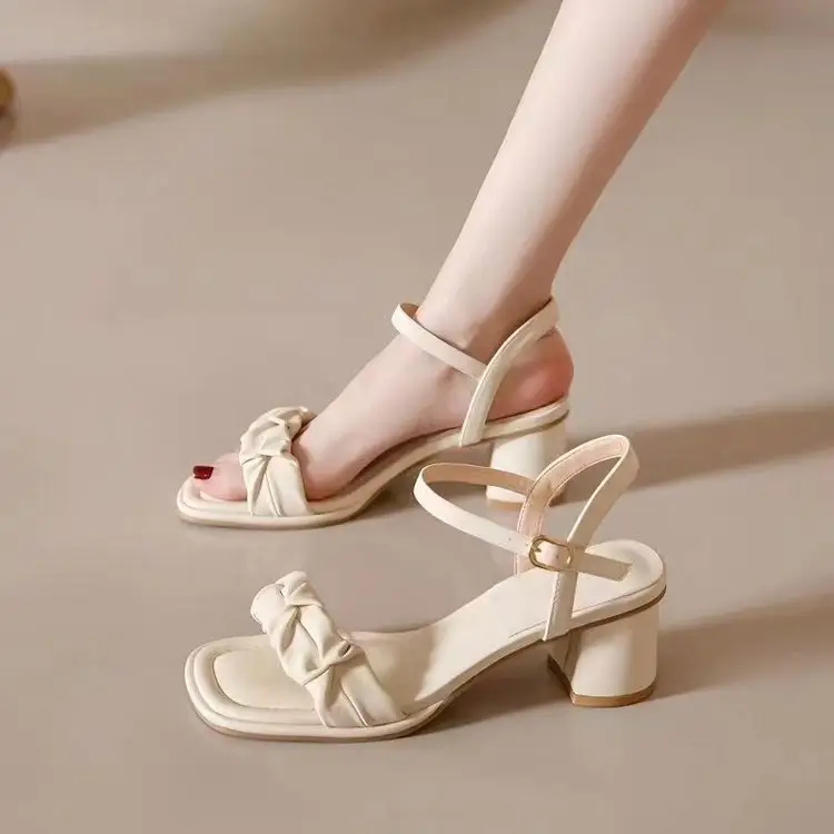 Women's Chunky Heels with Bow Sandal 2023 Summer - Image 4