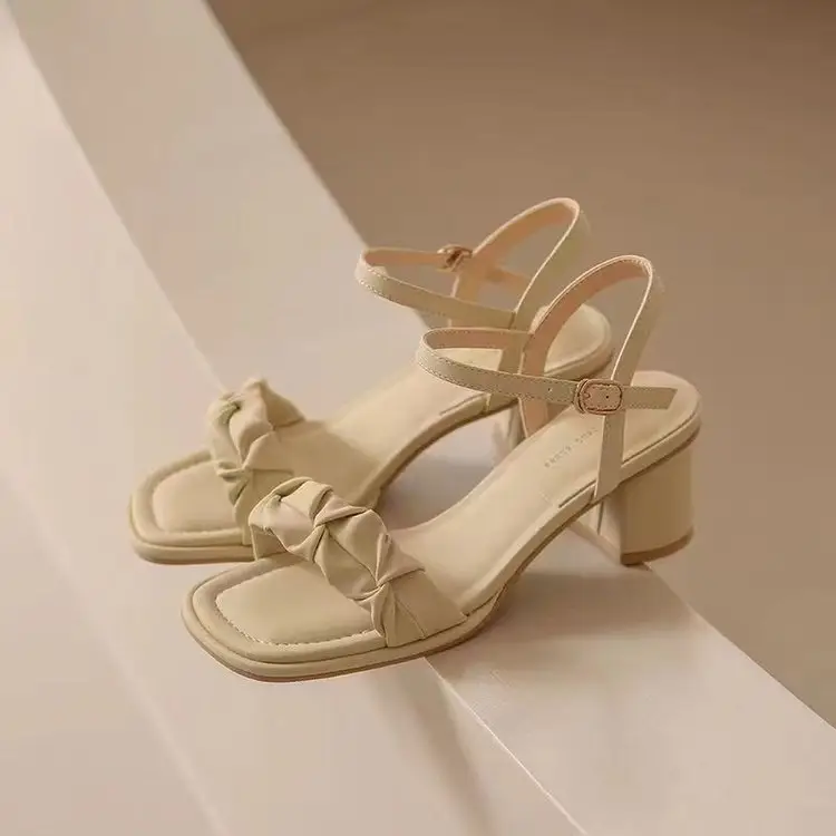 Women's Chunky Heels with Bow Sandal 2023 Summer - Image 5