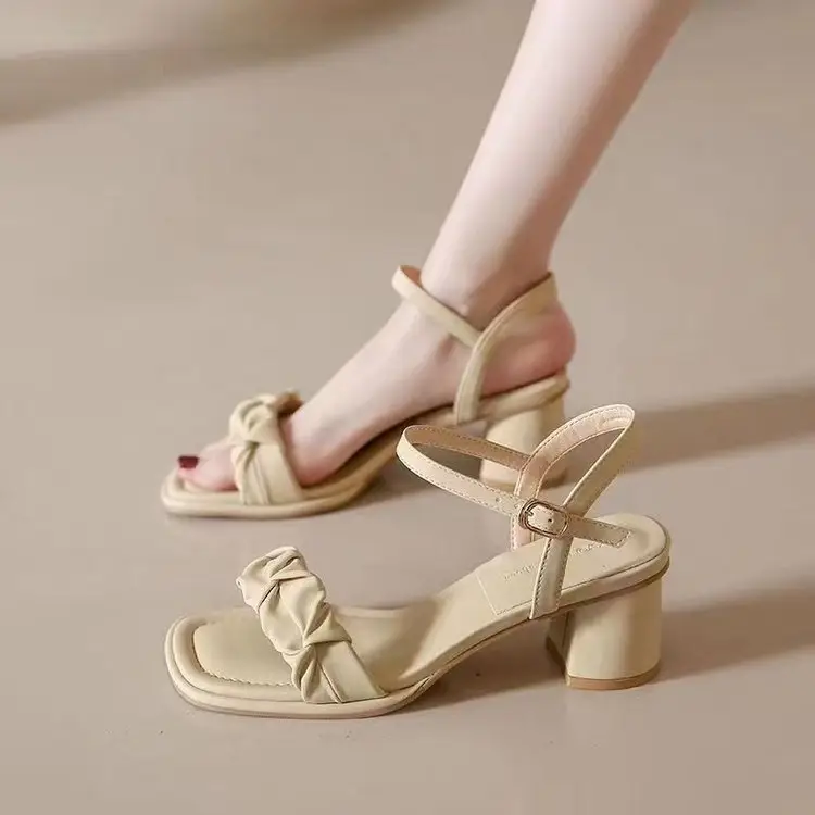 Women's Chunky Heels with Bow Sandal 2023 Summer - Image 2