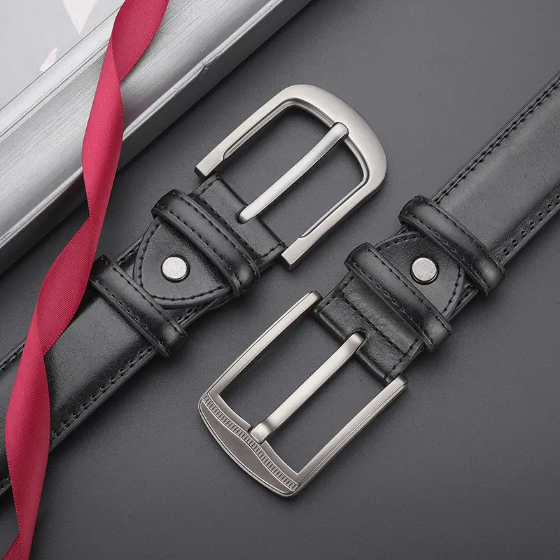 Men's Black Genuine Leather Pin Buckle Belt - Image 7