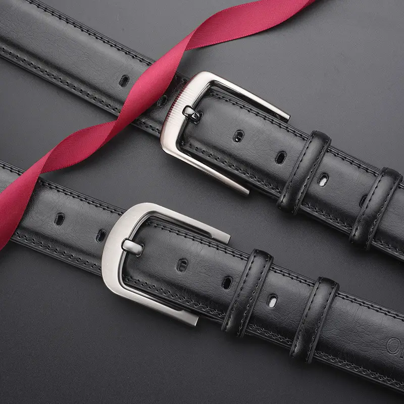 Men's Black Genuine Leather Pin Buckle Belt - Image 9