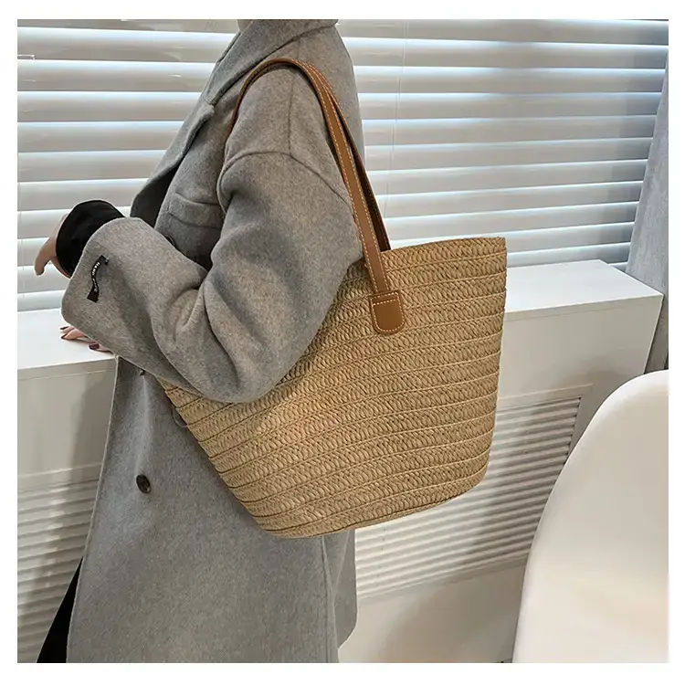 Women's Green Straw Woven Shoulder Bag Large Capacity — feature 15