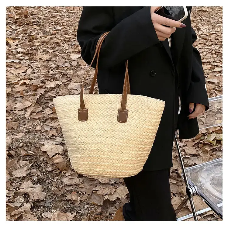 Women's Green Straw Woven Shoulder Bag Large Capacity — feature 17
