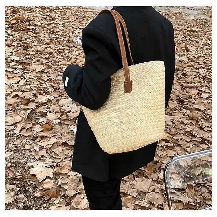 Women's Green Straw Woven Shoulder Bag Large Capacity — feature 19