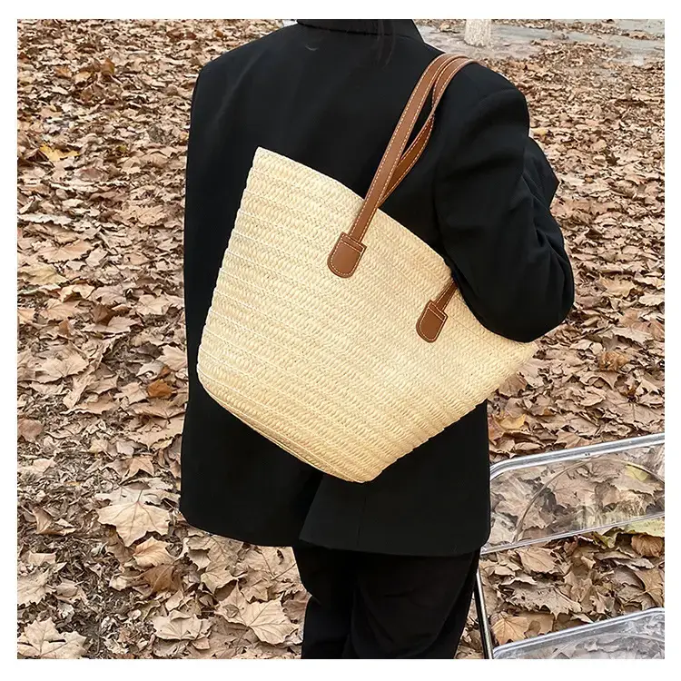 Women's Green Straw Woven Shoulder Bag Large Capacity — feature 20