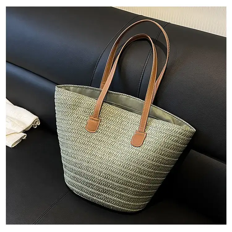 Women's Green Straw Woven Shoulder Bag Large Capacity — feature 24