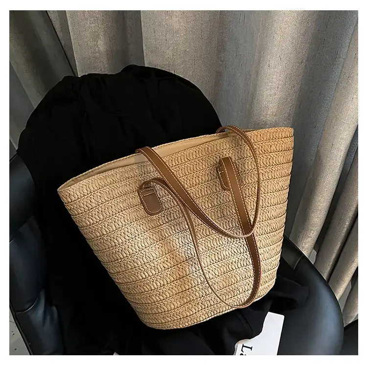 Women's Green Straw Woven Shoulder Bag Large Capacity — feature 25