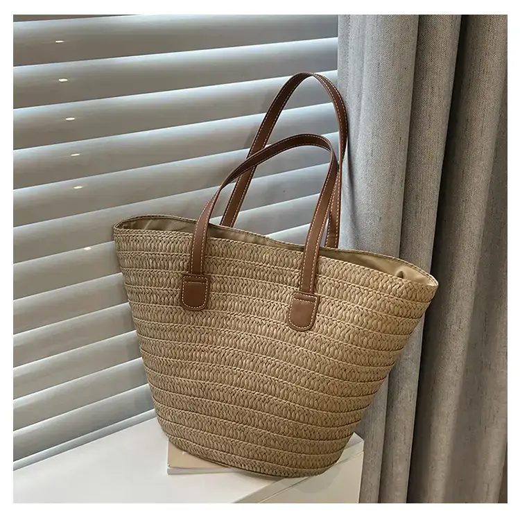 Women's Green Straw Woven Shoulder Bag Large Capacity — feature 28