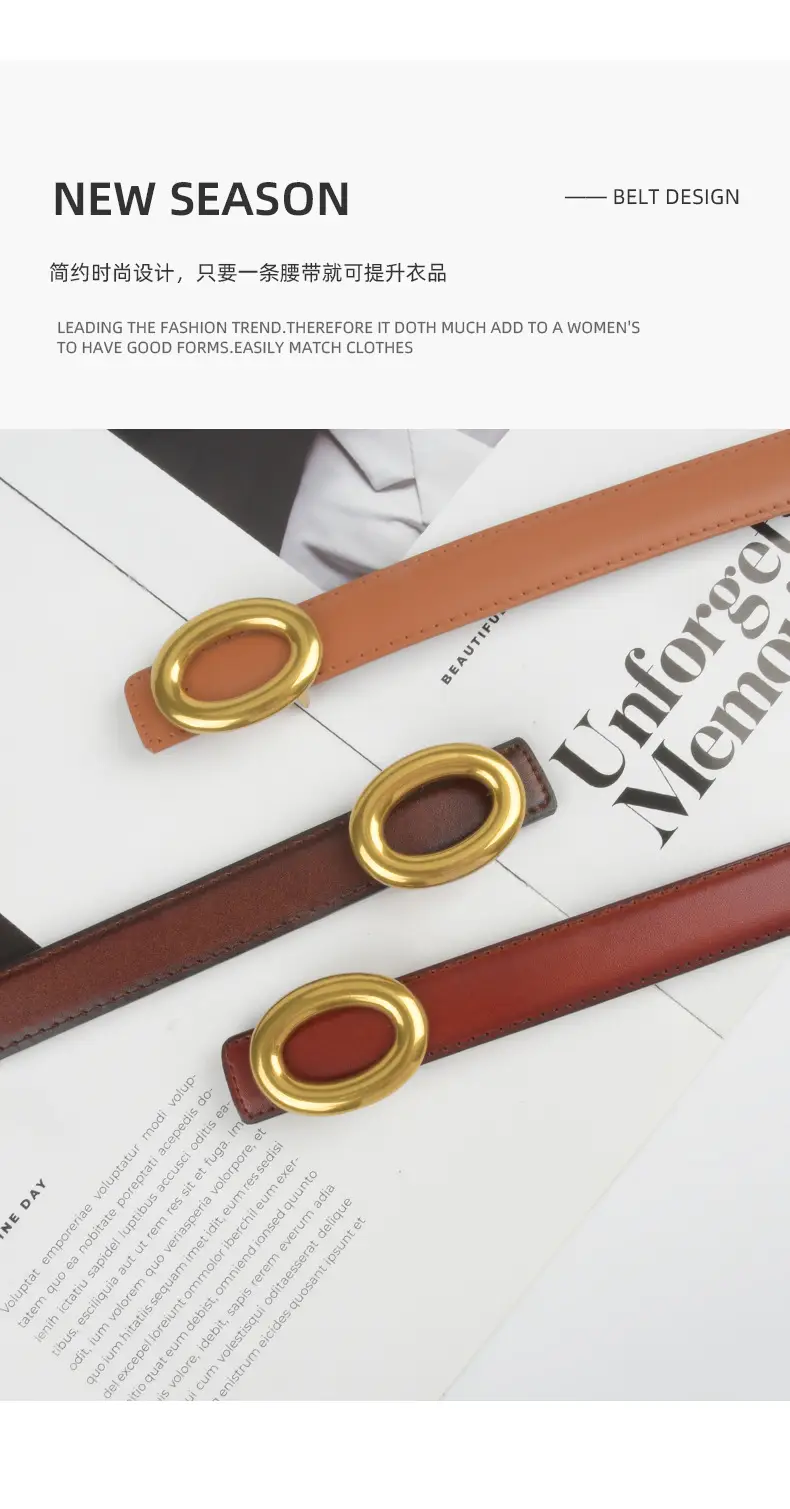 2023 New Leather Round Buckle Women's Belt β feature 5