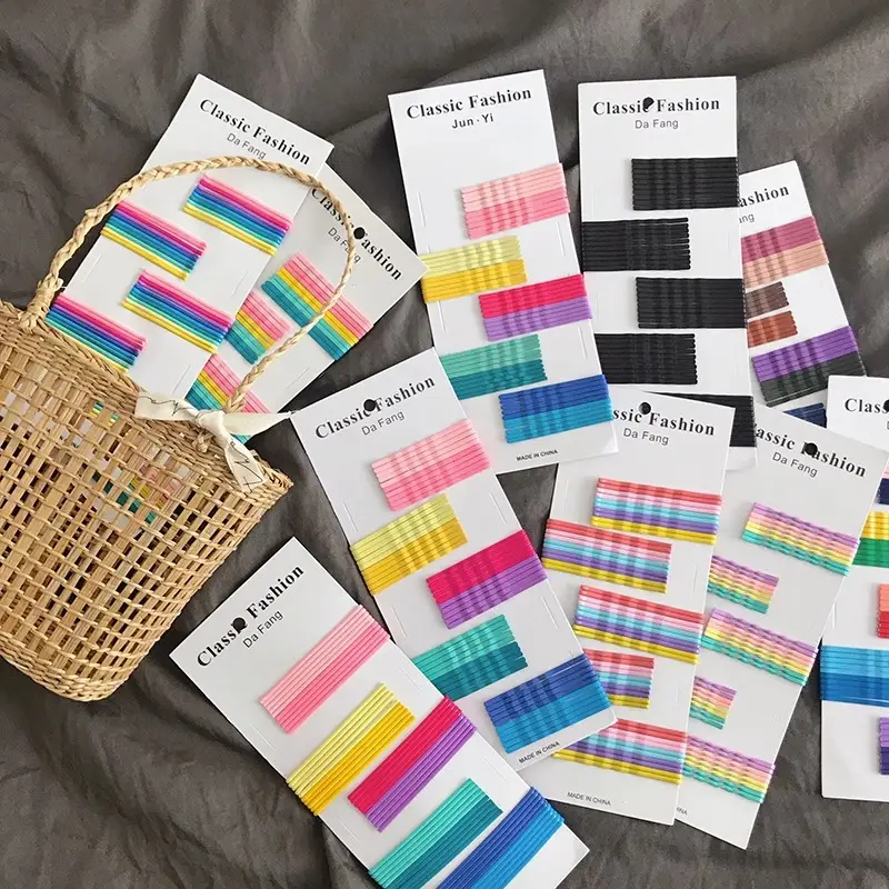 Colorful Striped Hairpins for Girls 5 Pack