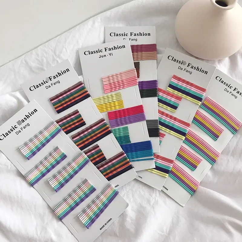 Colorful Striped Hairpins for Girls 5 Pack