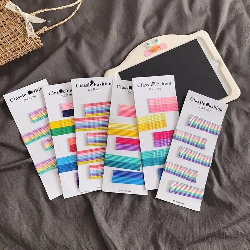 Colorful Striped Hairpins for Girls 5 Pack