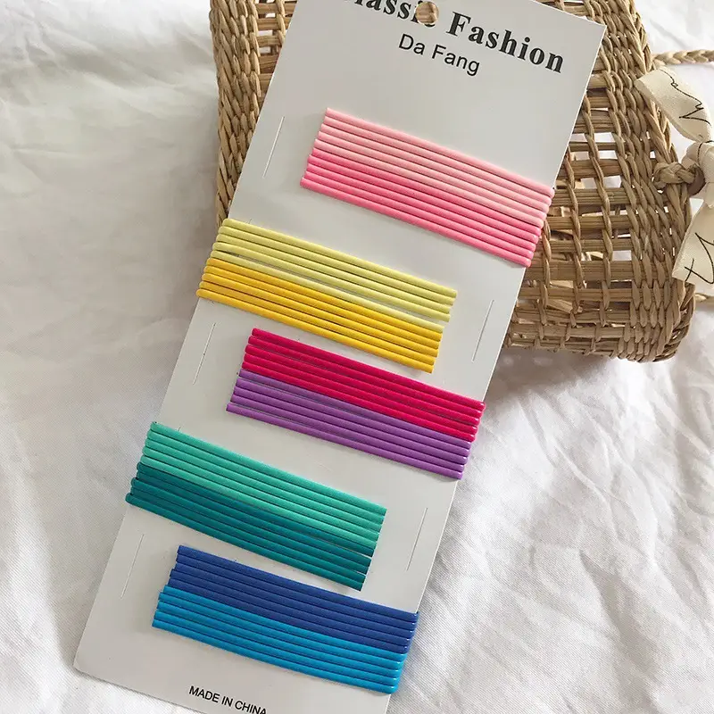 Colorful Striped Hairpins for Girls 5 Pack