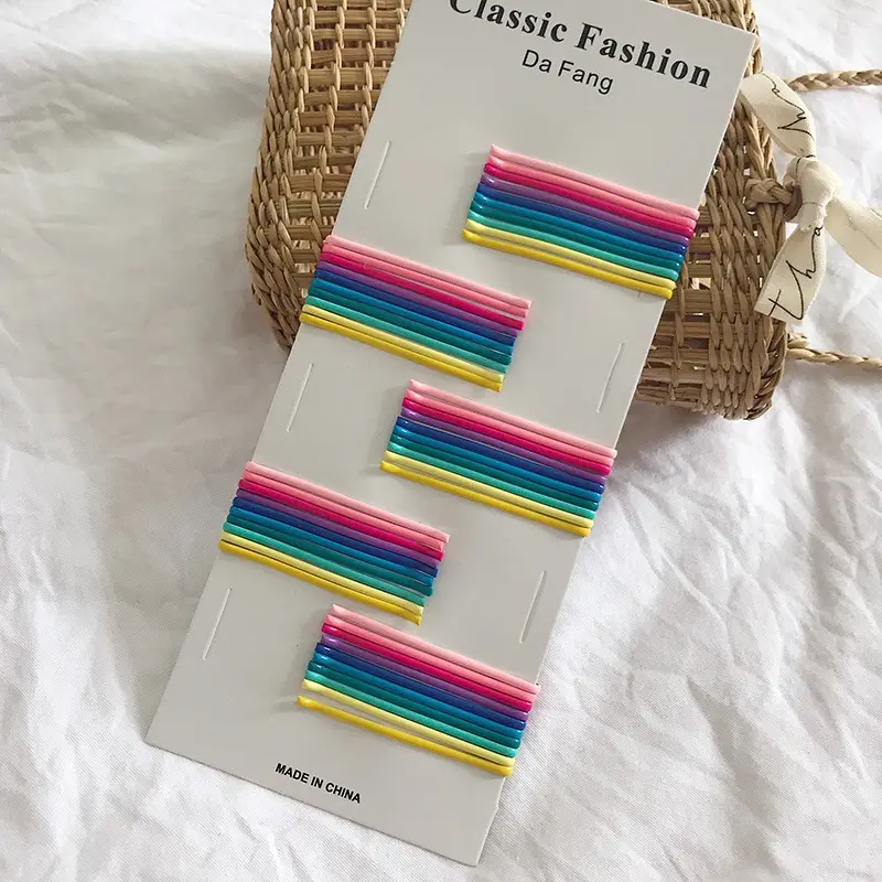 Colorful Striped Hairpins for Girls 5 Pack