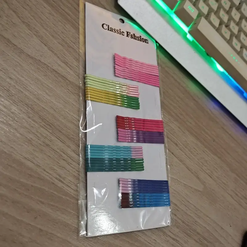 Colorful Striped Hairpins for Girls 5 Pack