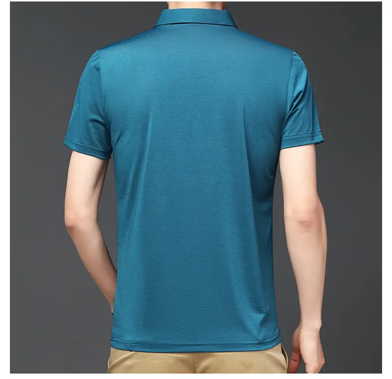 Men's Black Ice Silk Polo Shirt Short Sleeve Business Casual — feature 12