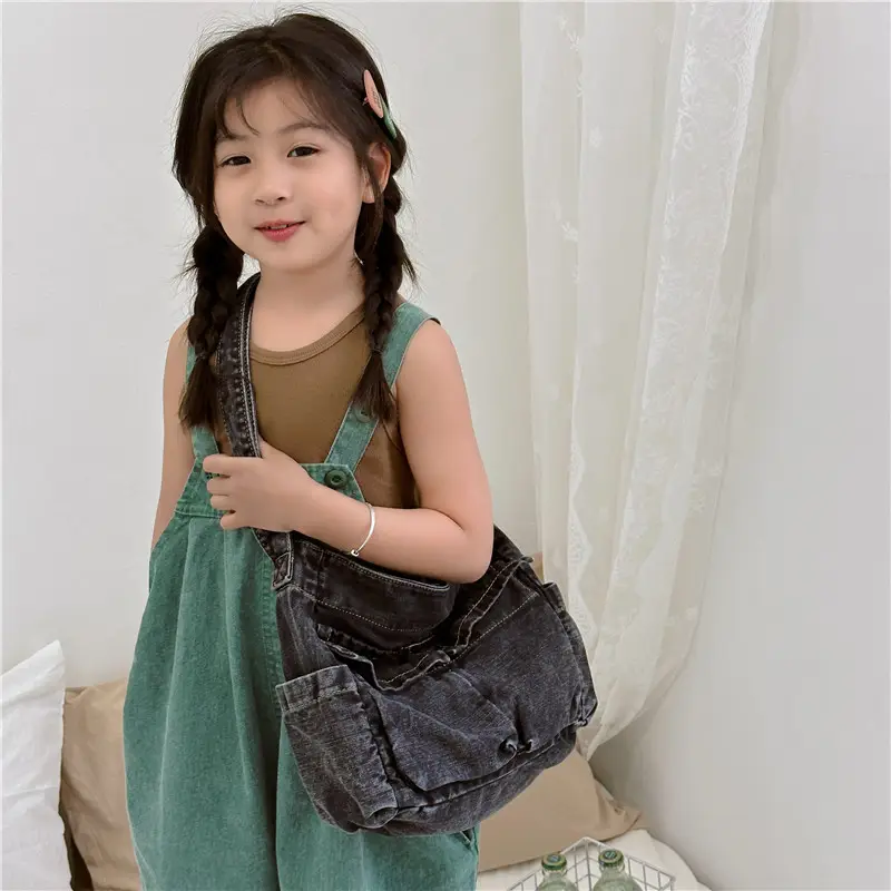 Blue Korean Artistic Shoulder Bag for Girls - Image 5