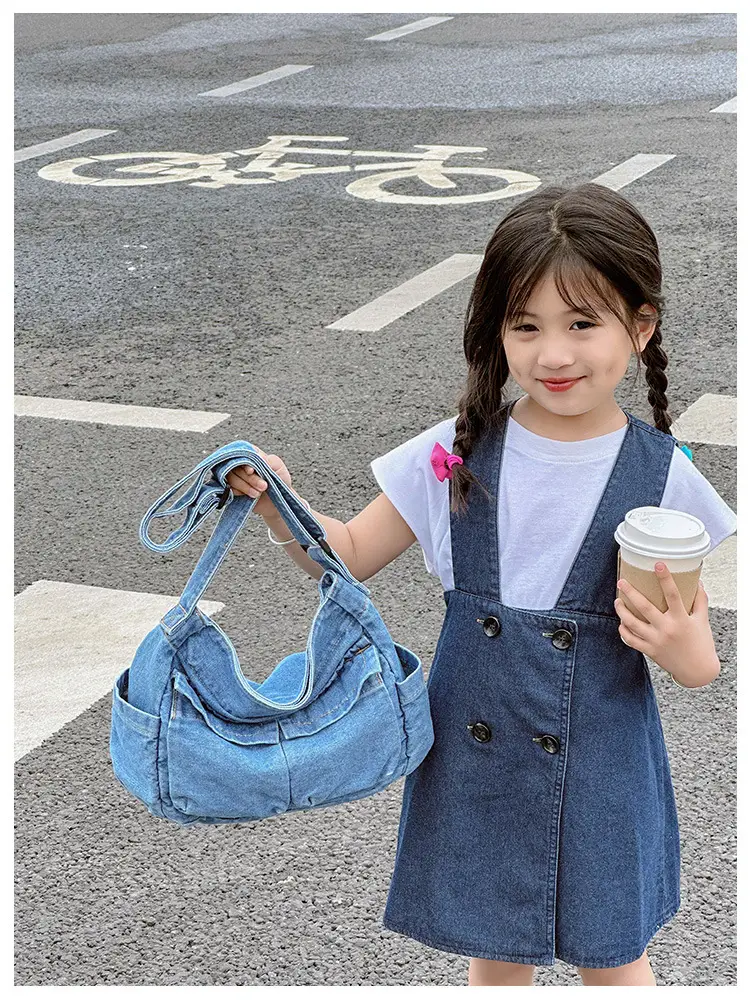 Blue Korean Artistic Shoulder Bag for Girls — feature 11