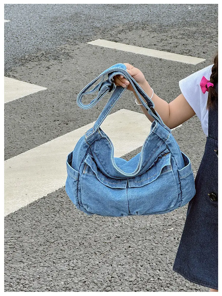 Blue Korean Artistic Shoulder Bag for Girls — feature 12