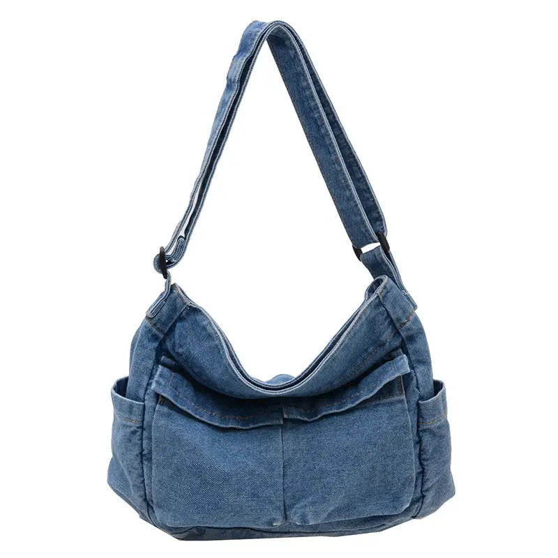 Blue Korean Artistic Shoulder Bag for Girls - Image 2