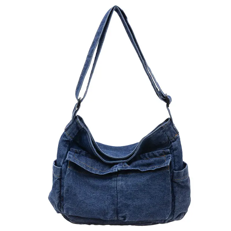 Blue Korean Artistic Shoulder Bag for Girls - Image 3