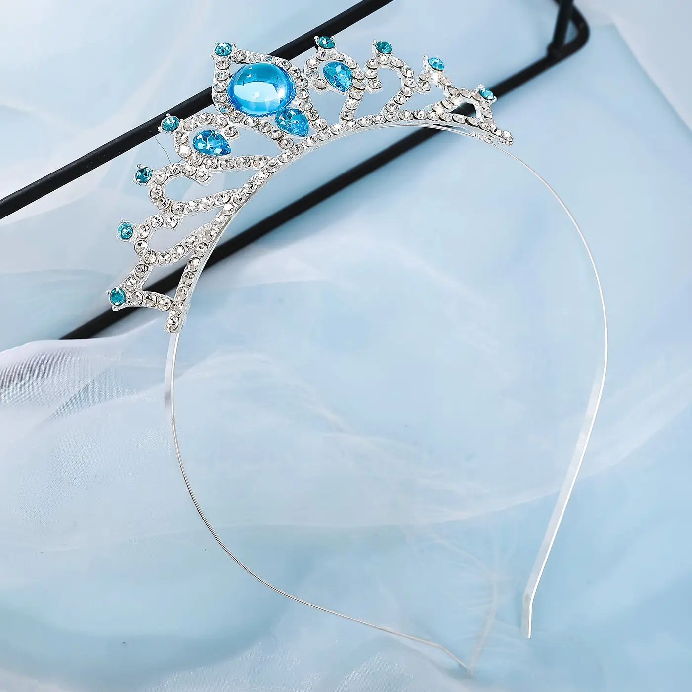 Princess Diamond Hair Crown for Girls Blue Crystal - Image 6