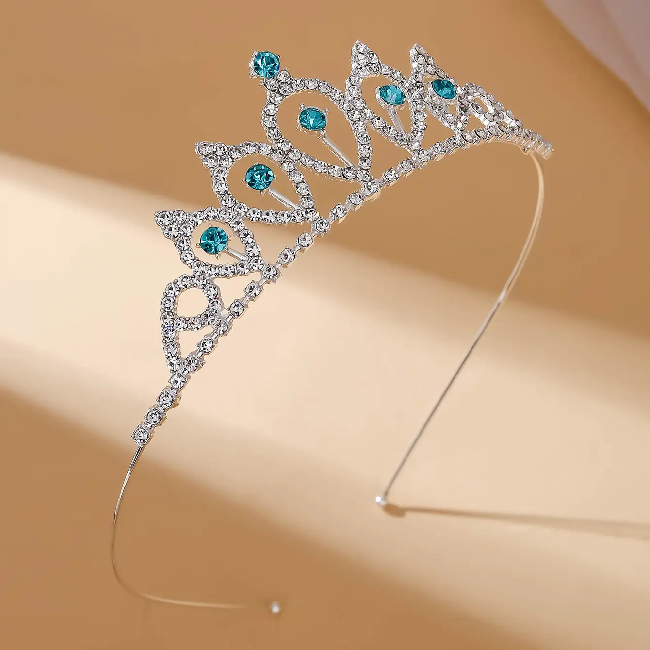 Princess Diamond Hair Crown for Girls Blue Crystal - Image 7