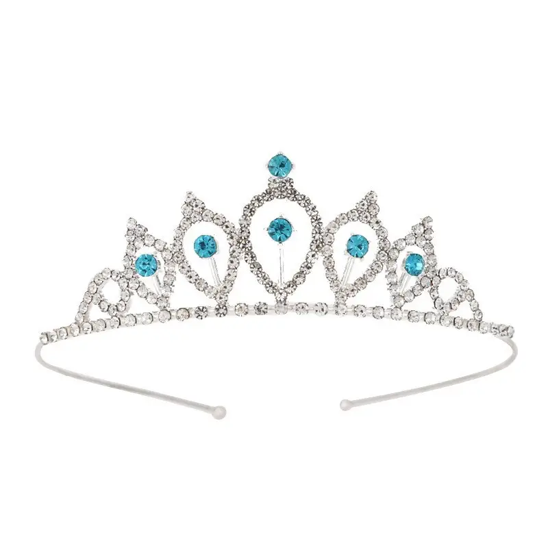 Princess Diamond Hair Crown for Girls Blue Crystal - Image 9