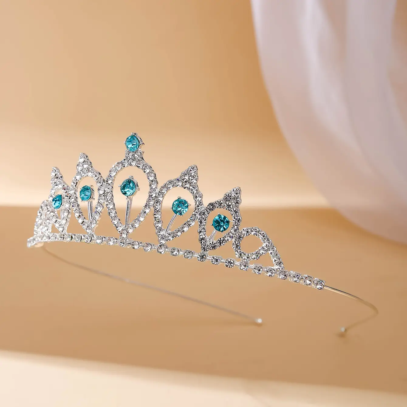 Princess Diamond Hair Crown for Girls Blue Crystal — feature 13