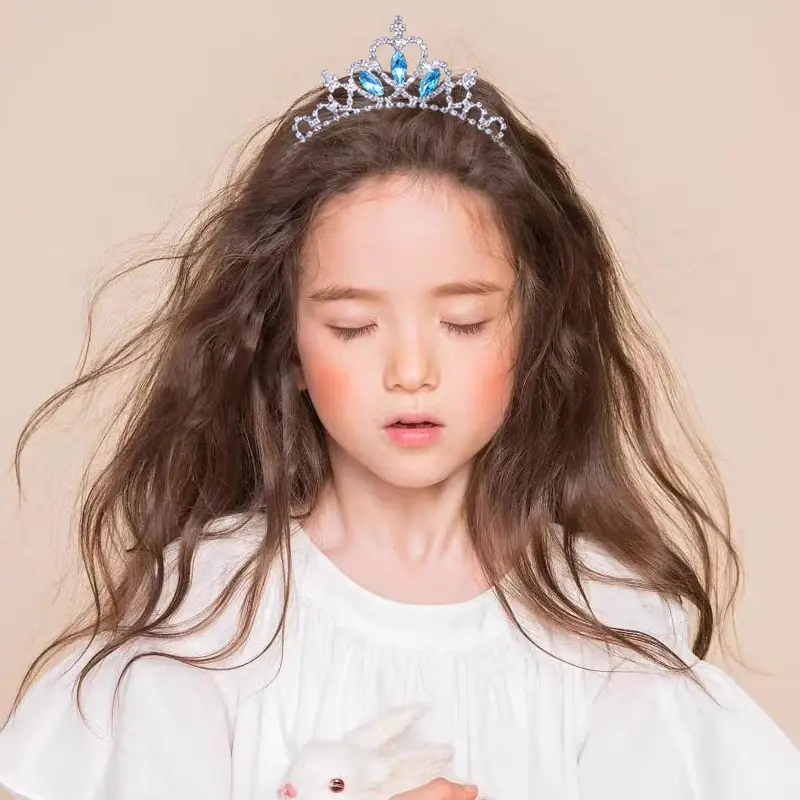 Princess Diamond Hair Crown for Girls Blue Crystal — feature 4