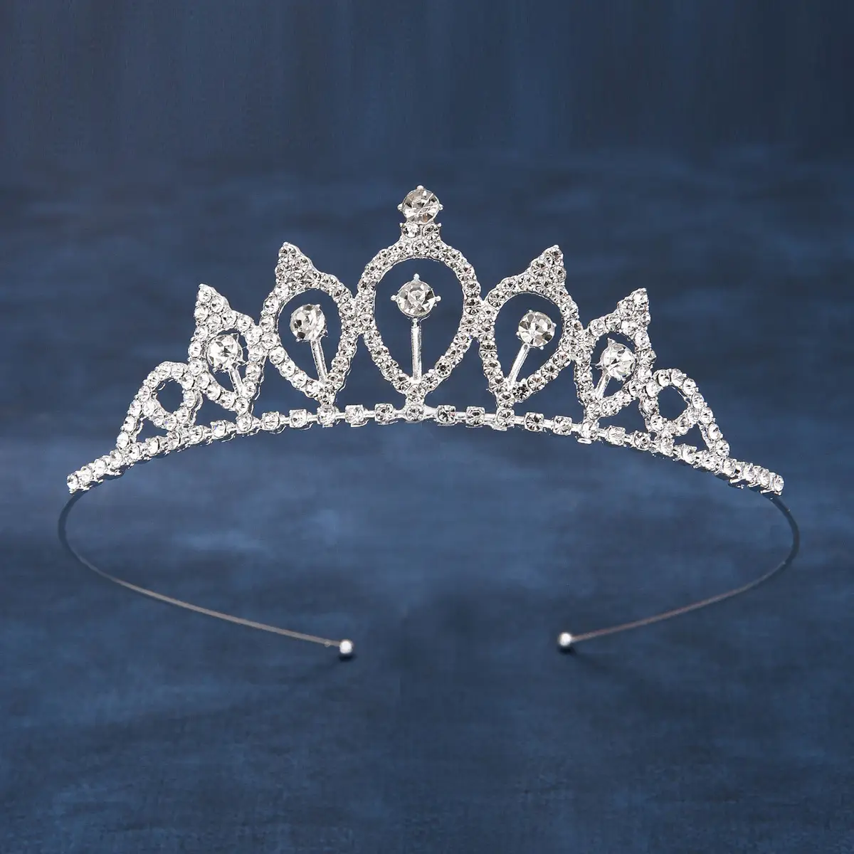 Princess Diamond Hair Crown for Girls Blue Crystal - Image 3