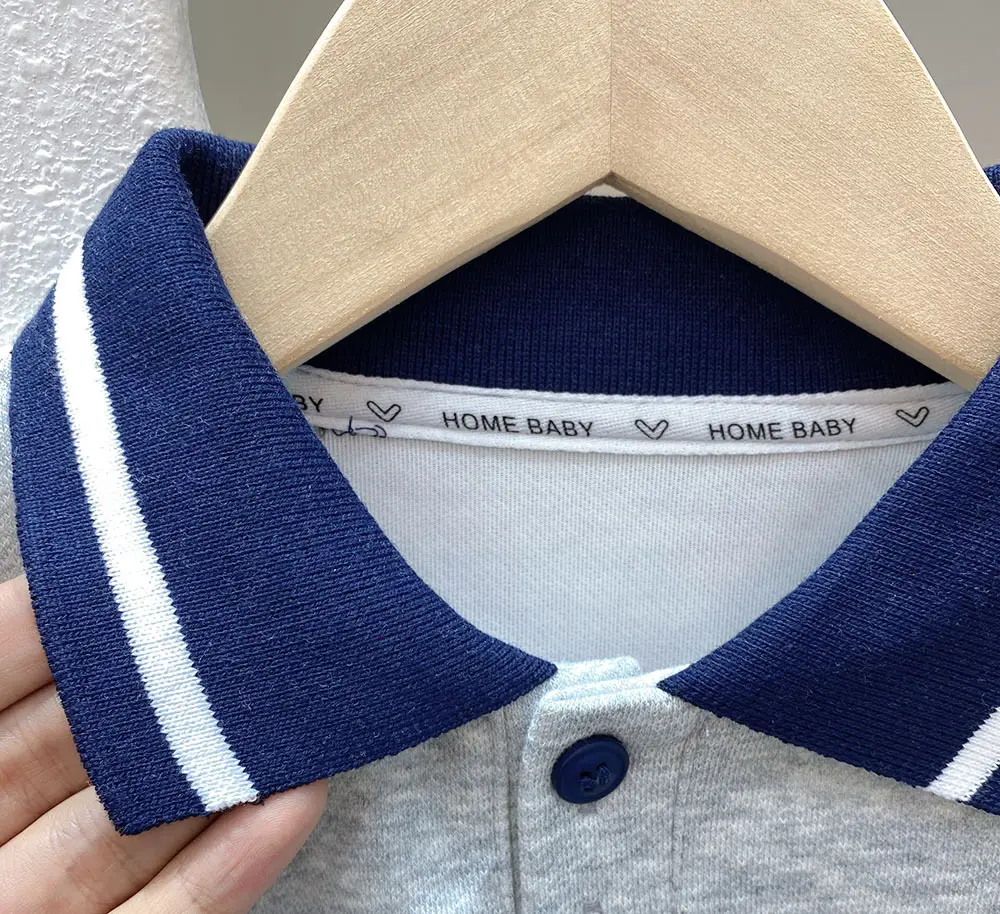 Boys Unusual Polo Shirt Blue Pants Set Autumn Spring — feature 6